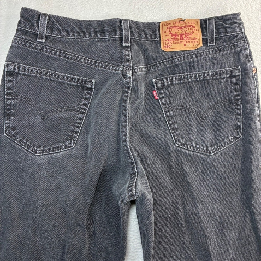 Vintage Levis 550‎ Relaxed Jeans Men 36x32 Black Faded Loose 90s USA Made Skater